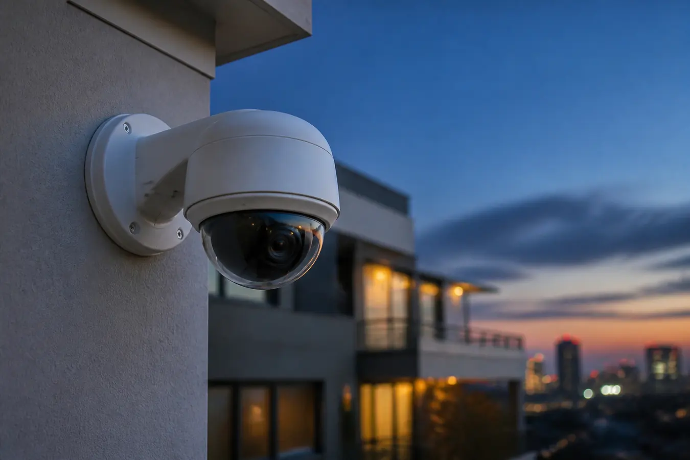 CCTV security camera mounted on a building